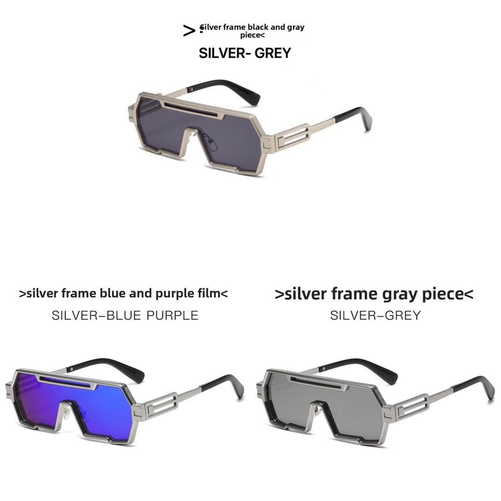 Cyberpunk Square Sunglasses With Metal Frame Uv400 For Cycling And Travel