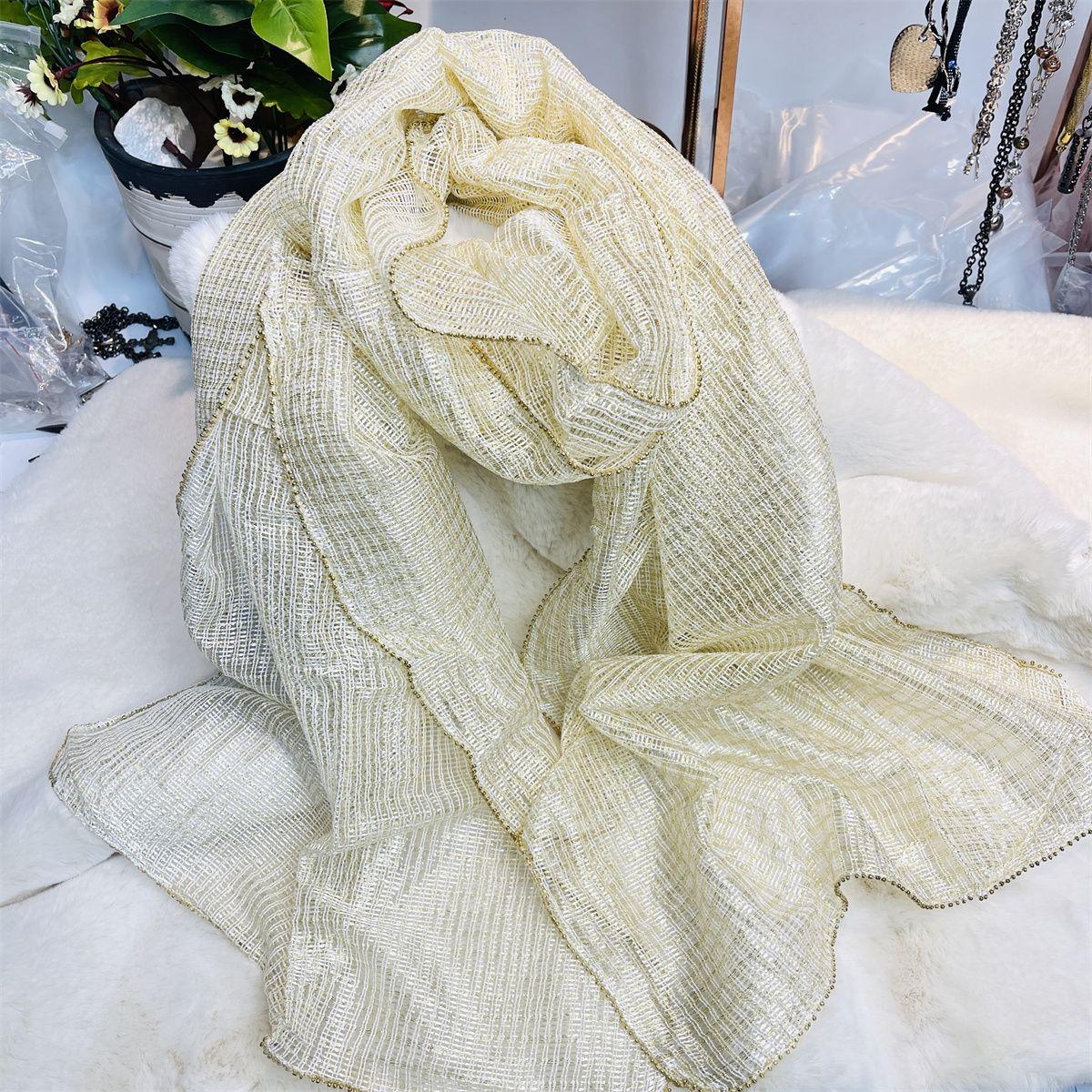 

Льняной новый универсальный шелковый шарф шаль весна и осень тонкий шарф длинный шелковый солнцезащитный шарф мода бежевый