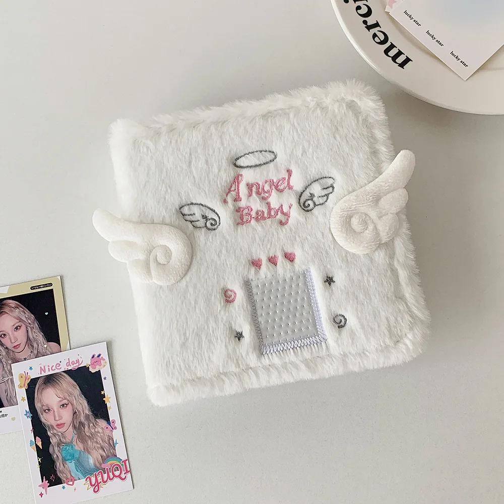 Korean Plush Angel Wings Loose Leaf Card Album INS Style Cute Girls Idol Photo Storage Kpop Photocard Album