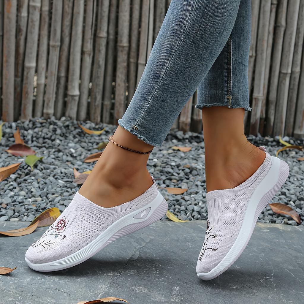 Easy Slip-On Lazy Slides Chinese Style Mesh Upper Shoes Spring Summer Outdoor Home Casual, Women Shoes(The Sizing Runs Big)