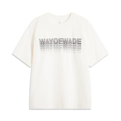 Li Ning Wade Series Sport Casual Eenvoudig Ronde Hals Pullover Korte Mouw T-shirt Heren Tops Champagne-Wit AHSV015-5