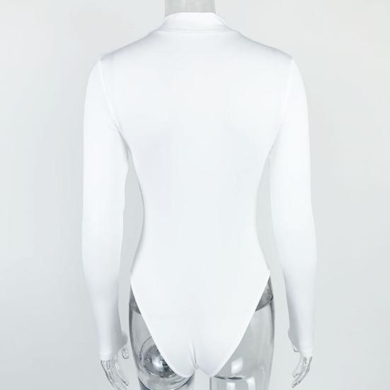 Ženy Podzim Zima Jednobarevné Spodní body Body Maketa Výstřih Dlouhý rukáv Zip Poloviční léga Fleecová podšívka Skinny Fit Romper