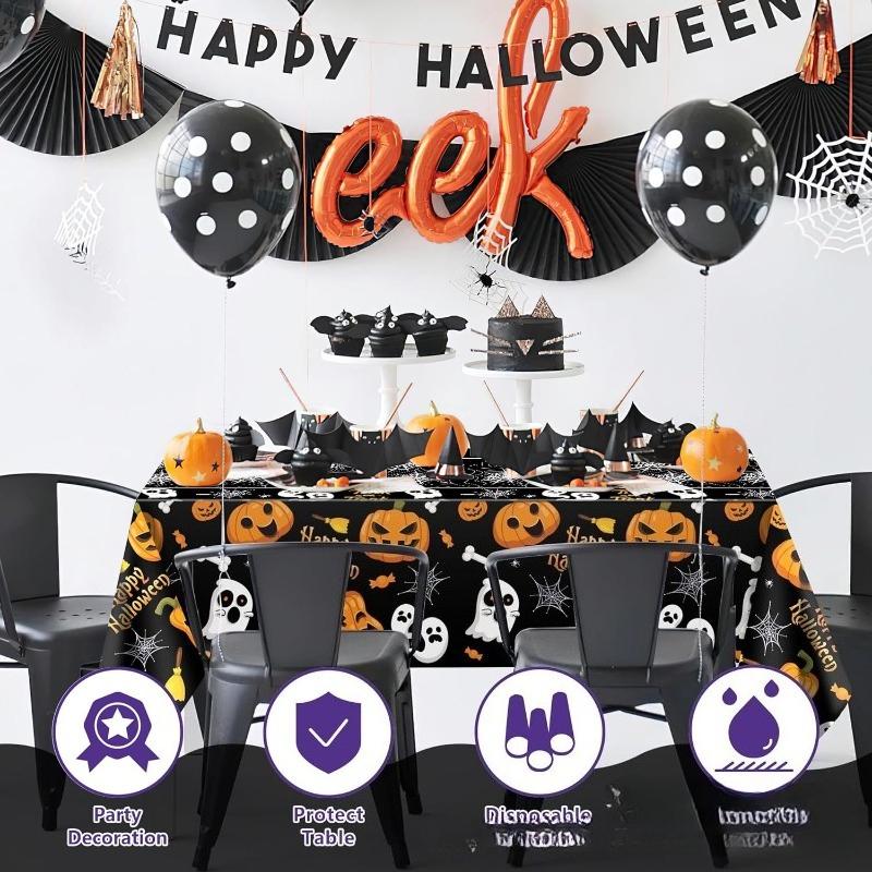 Halloween Pumpkin Ghost Spider Web Party Decoration Tablecloth Skull Candy Event Party Decoration Supplies Banner Baby Shower