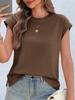Women's Cotton Cap Sleeve Tank Top Crew Neck Loose Fit Summer T Shirt