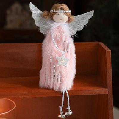 Cute Christmas Angel Doll Handmade Craft with Bell Angel Pendant Stuffed Christmas Tree Ornament Christmas Decoration