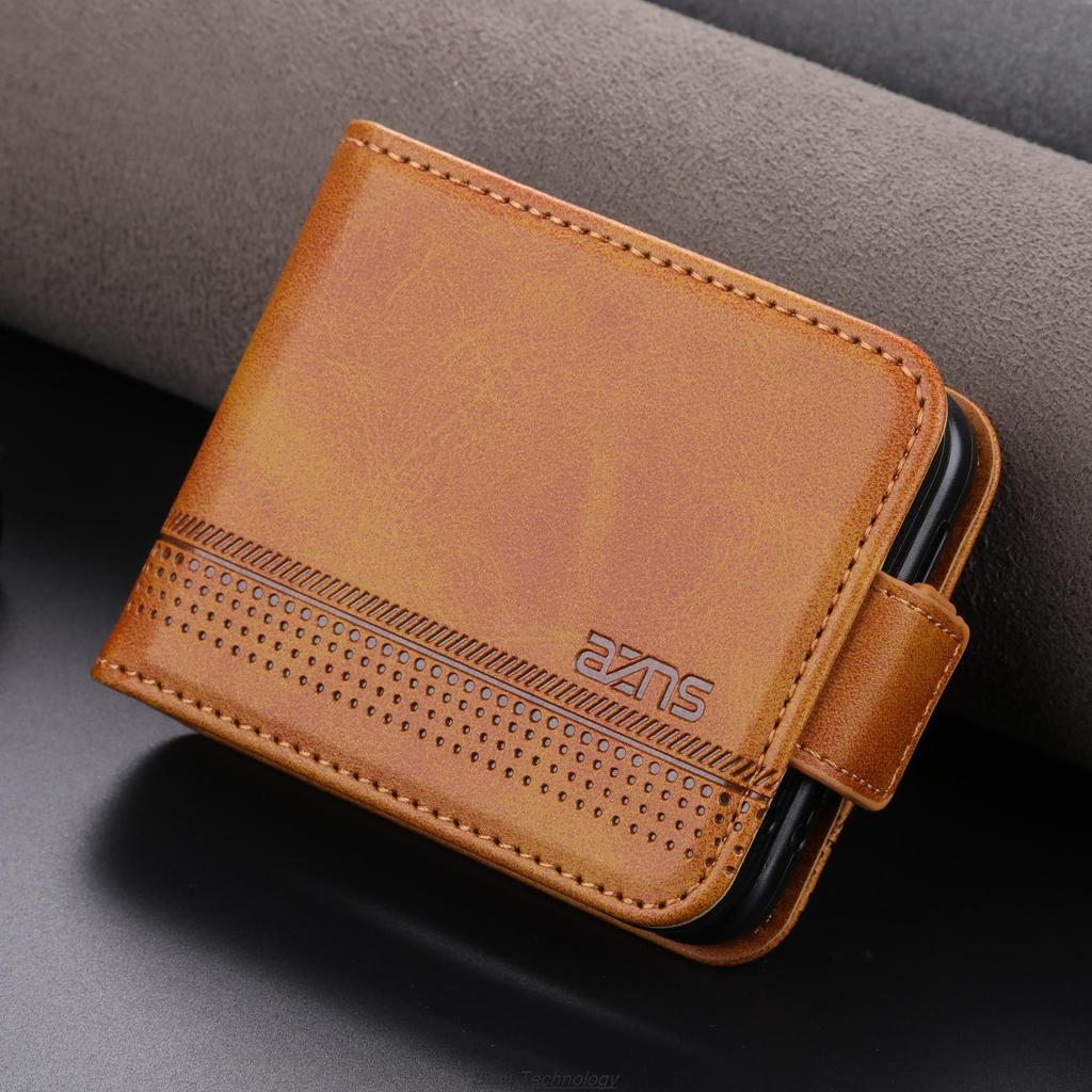 Deluxe Magnetic Adsorption Leather Fitted Case for Samsung Galaxy Z Flip 5 / Z Flip5 Flip Cover Protective Case Fundas Coque
