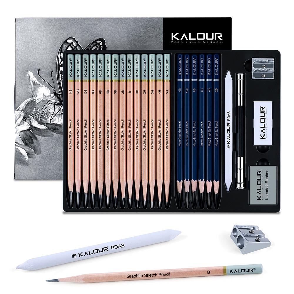 KALOUR 25-Piece Matte Sketch Pencil Set