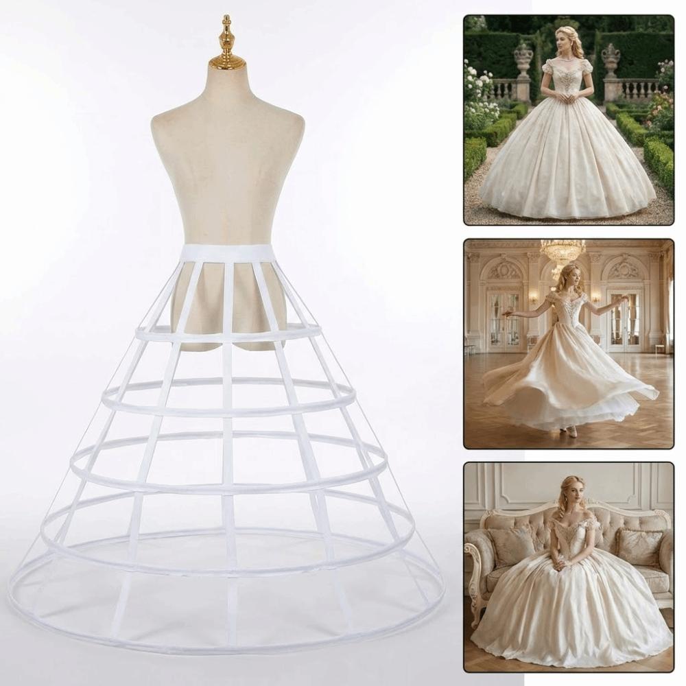 5-Reifiger Hohlkäfig Unterrock A-Linie Braut Hochzeitskleid Futter Mode Lolita Krinoline Mädchen