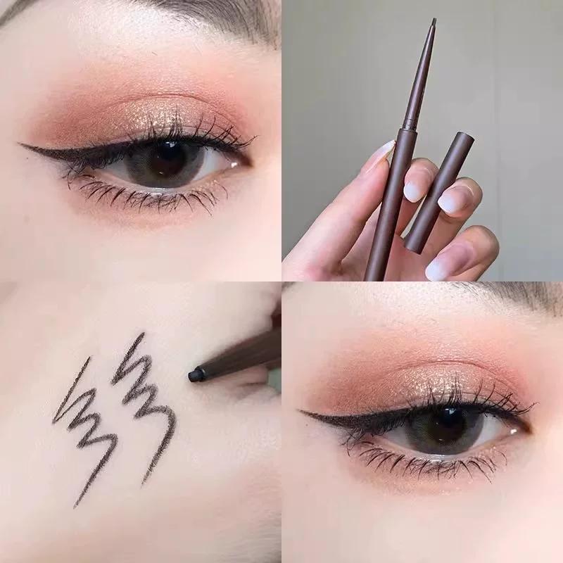 Wine Red Eyeliner Brown Eyeliner Smooth Not Dizzy Waterproof and Durable Thin Head Color Black Novice Genuine Goods