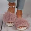 Fashion Winter Fashion Fluffy Bedroom Slippers Women Soft Plush Warm Comfy House Slippers Woman Indoor Non Slip Open Toe Faux Fur Slides