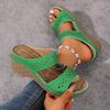 Chaussons d'été pour femmes Sandales compensées ajourées respirantes Sandale décontractée confortable unie Chaussures à enfiler en cuir pour dame Sandalias