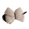 Autumn Winter Knit Bow Plush Hair Clip - Elegant Bun Accessory