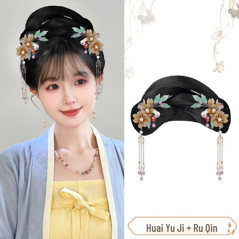 Ming Dynasty Hanfu Clip-in Hair Bun: Silk Wig for Ancient Costume Hairstyles
