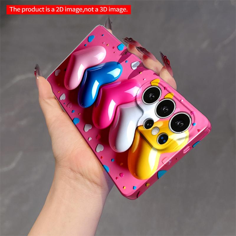 2DFlat Samsung phone case Vibrant Stacked Hearts Phone Case Applicable to Galaxy S22 S23 S24 S25ULTRA S26 A12 A13 A14 A15 A16