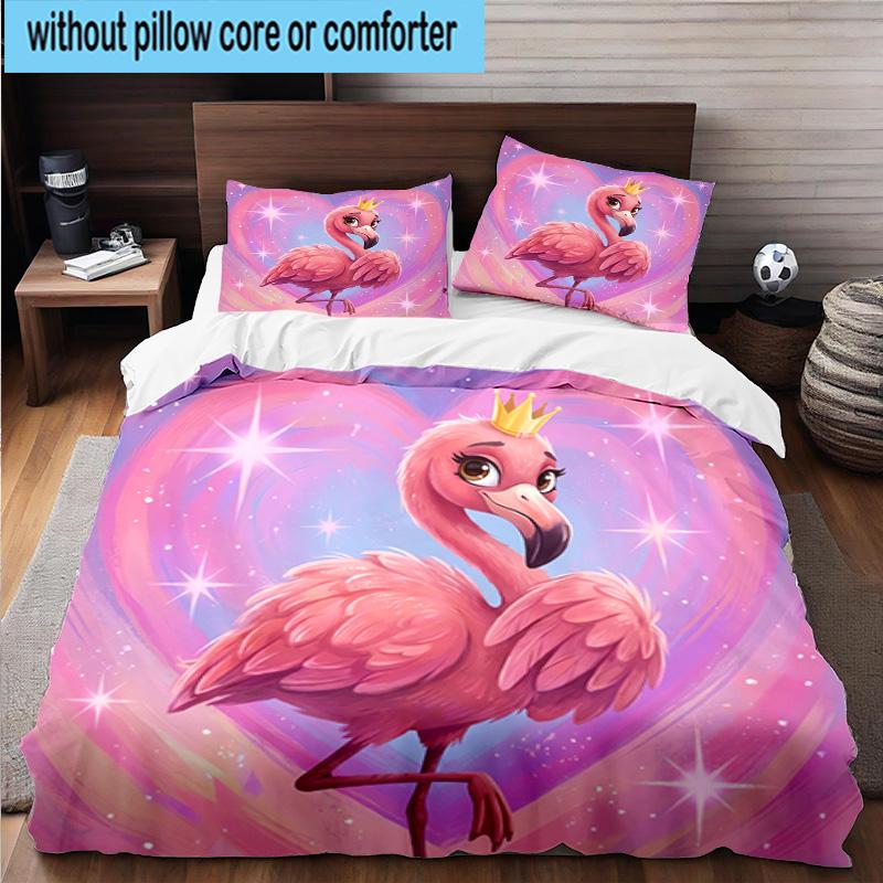 Magical Flamingo Sky 3pcs Bedding,Including 1pc Duvet Cover And 2pcs Pillowcases Perfect for Christmas,Ideal for Bedroom, Dormitory