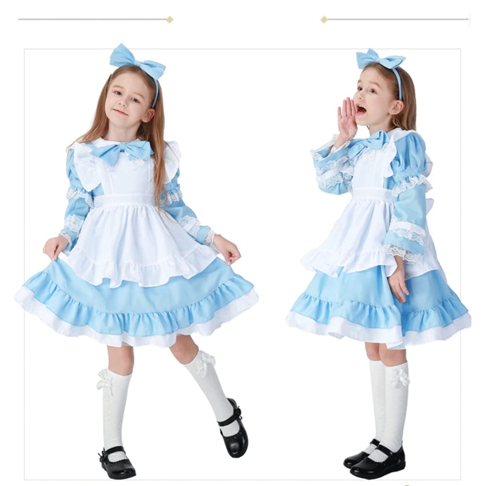 [Formemory] Alice in Wonderland Cosplay Costume, Alice Maid Outfit, Alice One-Piece Dress with Apron, Children s Dress, Halloween, Event, School