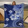 Blue Orchid Pattern Flannel Printed Blanket Suitable for All Seasons Suitable for Living Room Office Sofa and Travel