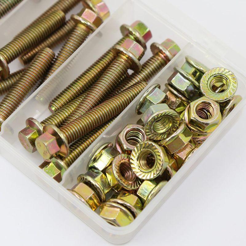 56 Pieces of M8 X 20-50mm Flange Hexagon Head Bolt Nut Kit, 8.8 Grade Alloy Steel Metric Flange Hexagon Screws and Nuts