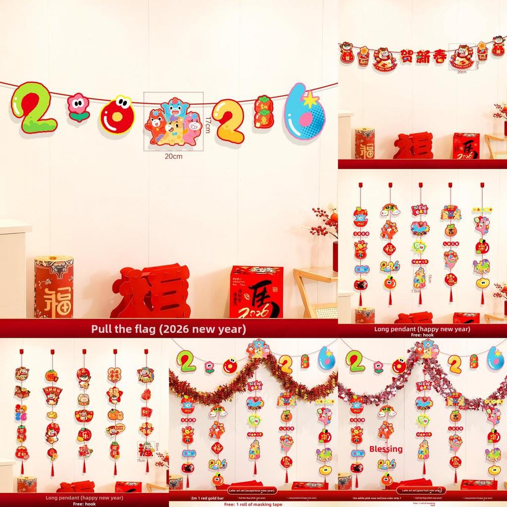 New Year Decorations Banners Set With Cardstock For Festive Scene Enhancement