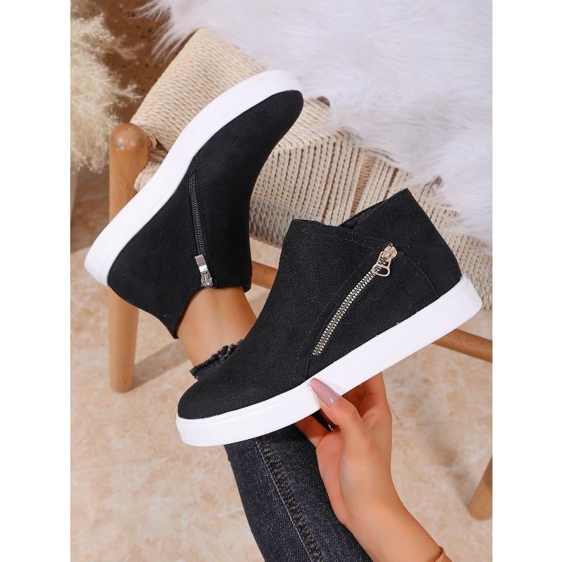 Side Zipper Platform Boots 2025 Winter New Plus Size Round Toe Ankle Boots for Women