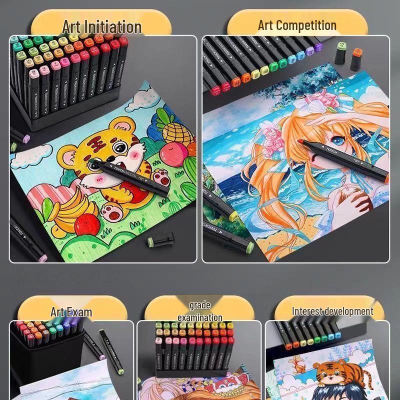 Genuine Dual-Tip Oil-Based Marker Pens - 120 Colors, Quick-Drying, Large Capacity for Elementary School Art.
