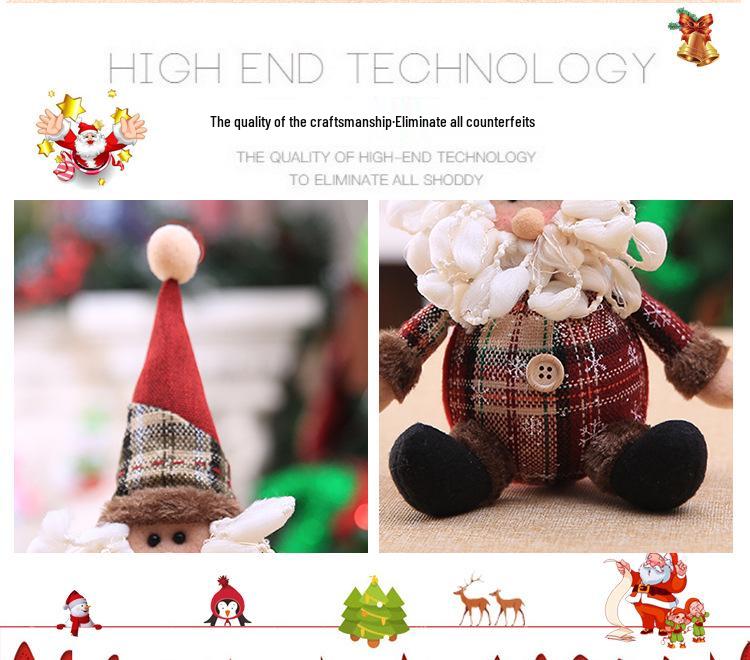 Cartoon Doll & Snowflake Plaid Christmas Tree Ornaments - Children's Holiday Gifts