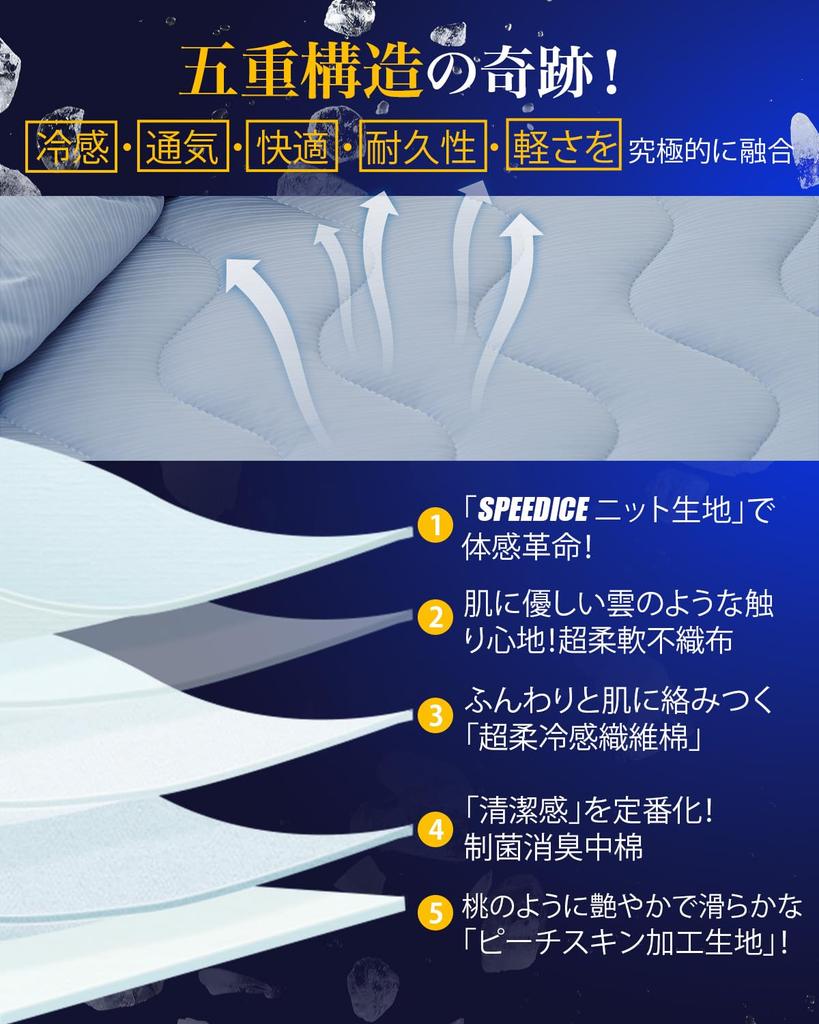 Nolen FOX Double Bed Cool to the Antibacterial and Summer Elastic Band Tropical Night Bed Pad 140 x 200 Ice Pad, Cool, Touch, Q-MAX0.52, Deodorizing,