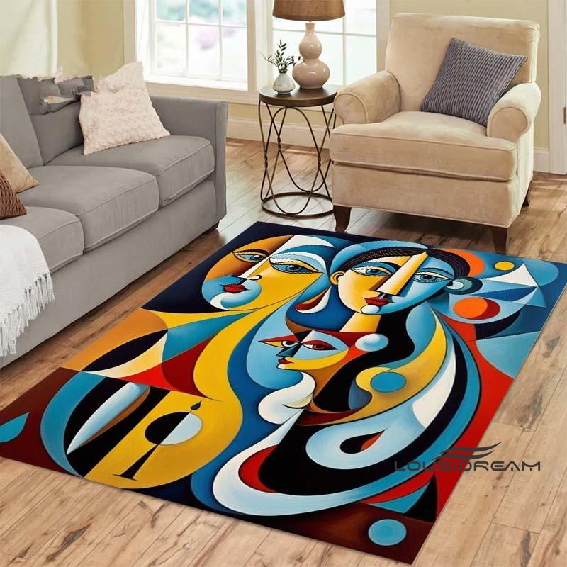 Customizable Picasso Style Painting Printed Carpet Fashion Non-slip Floor Mat Outdoor Door Mat Play Mat Birthday Gift