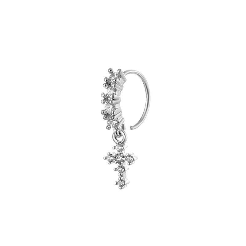 Cross & Butterfly Zirconia Nose Ring Stud Set, Adjustable Piercing Jewelry
