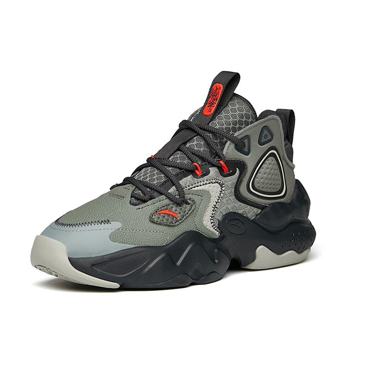 Anta Bastard Wei Feng 2 Slip Resistant Abrasion Resistant Mid top Chunky Sneakers Asphalt Gray 112148080-3