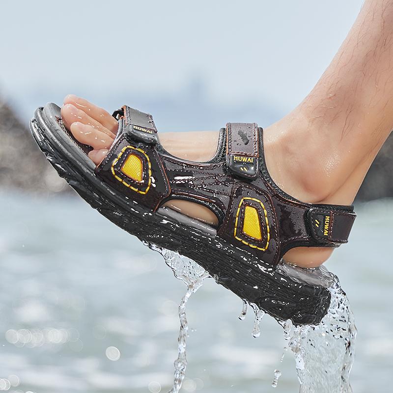 38-46 Summer Men's Leather Outdoor  Sport Sandals  Casual Non-Slip Beach Sandals