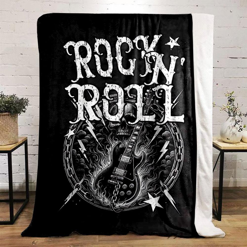 Rock 'n' Roll Skull Guitar Blanket for all seasons blanket lunch break throw gift