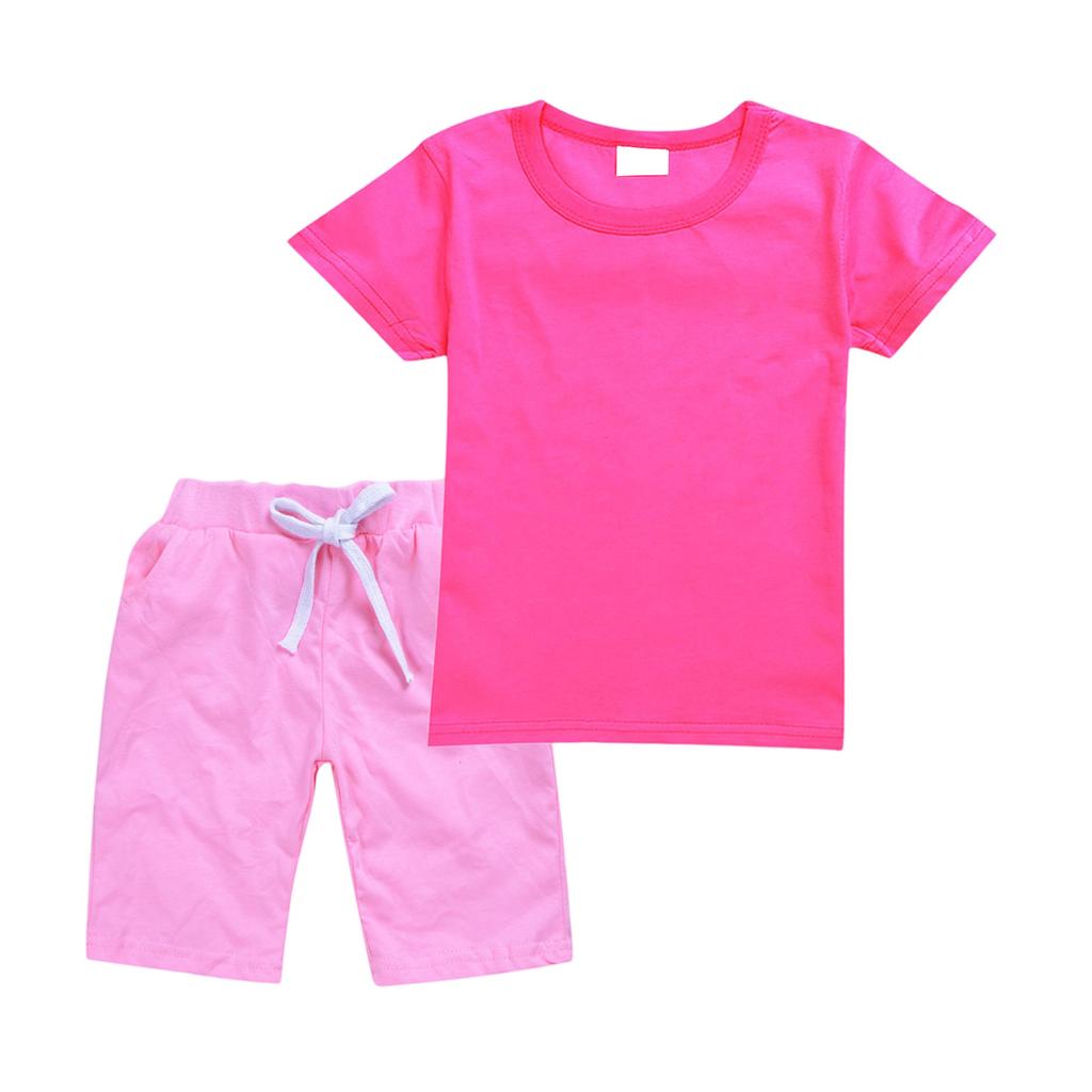 Girls' 2,Piece Set , Color Tee & Shorts Outfit