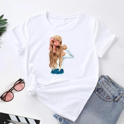 (Asian Size) Women Watercolor Coffee Style Cute Sweet Print Tee Top Fashion T Shirt Woman Female Clothing Short Sleeve Graphic T-shirts