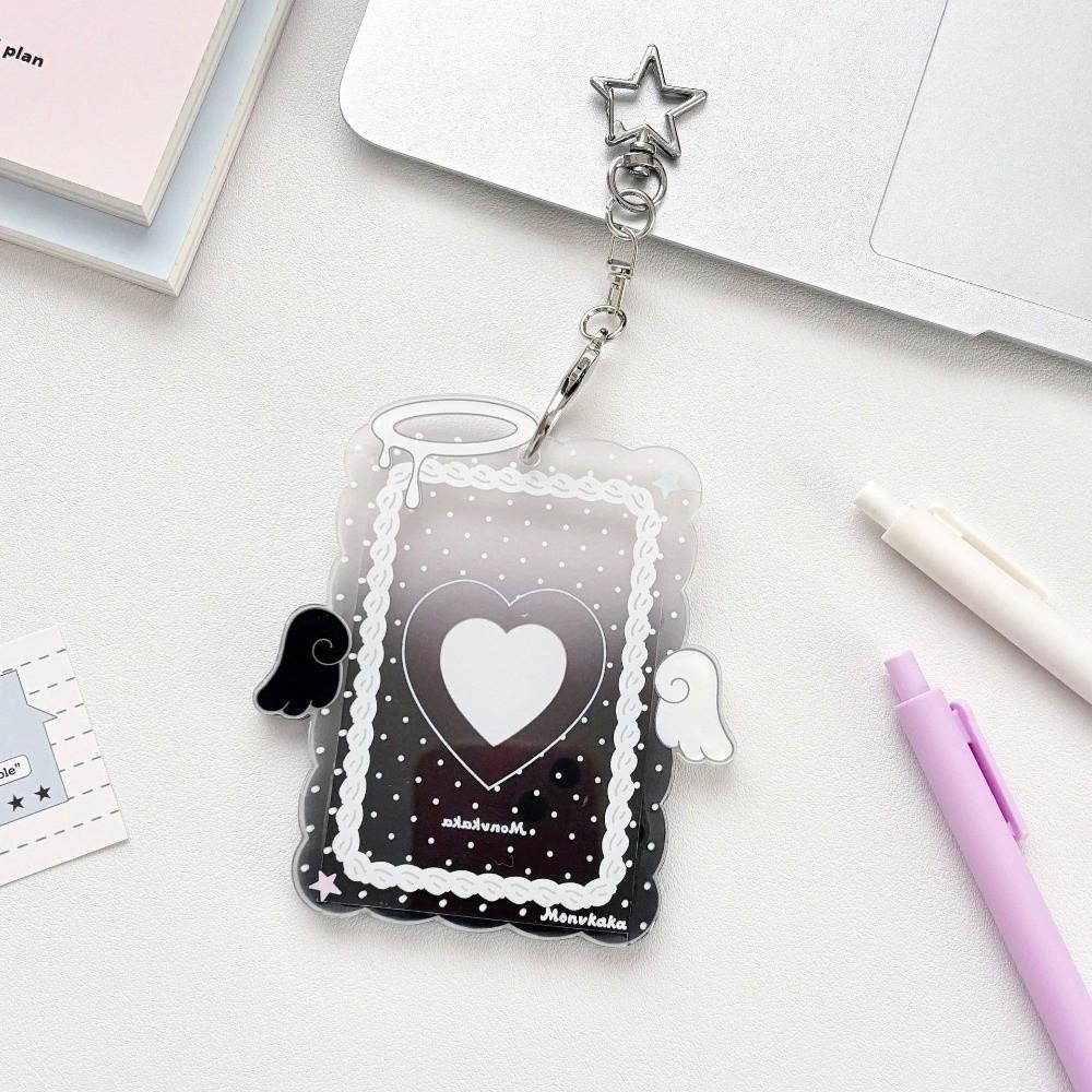 Cute 3 Inch Card Holder Colorful Angel Wings Clear Acrylic Card Sleeve ID Card Cover