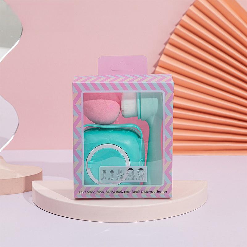 

Dualswish Инструменты для макияжа Принадлежности для ухода за телом и чистки Трехкомпонентная щетка для ванны Кисть для лица Beauty Egg синий