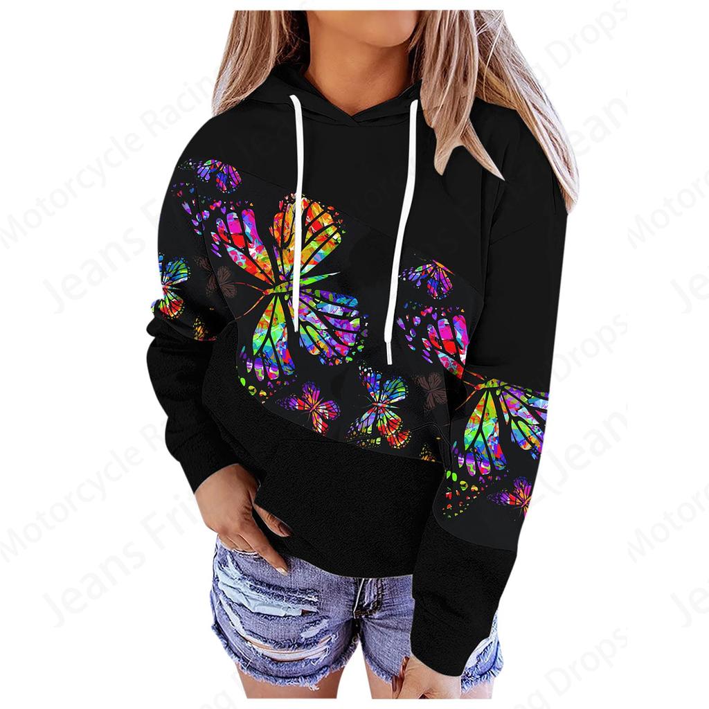 Floral 3D-Druck Grafik Hoodie Damen Mode Hoodies Sweatshirt Damen Sweats Übergroßer Mantel Herz Sweatshirt Tasche Pullover