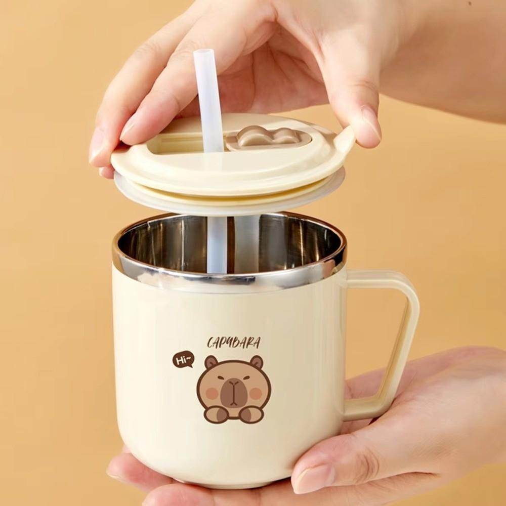 316 Stainless Steel Straw Water Cup Double Wall Drinking Cup Cute Insulated Mug  for Children