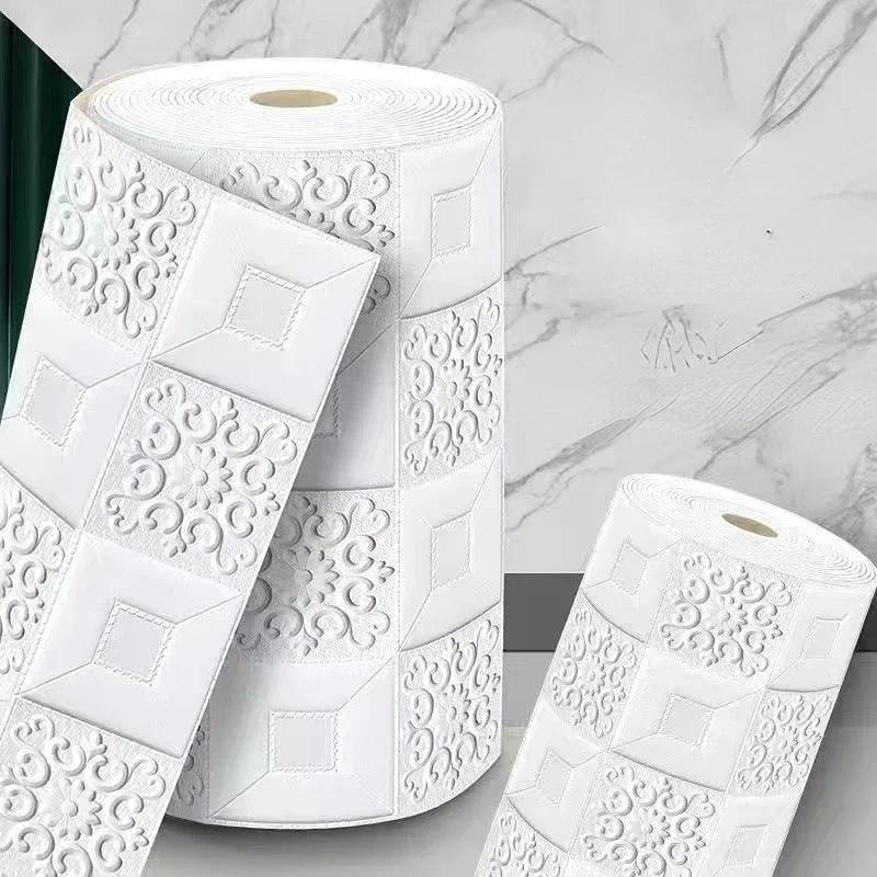 3D Soft Foam Brick Wallpaper Sticker Roll DIY Self Adhesive Living Room Home Kitchen Bathroom Decorative Wall Paper