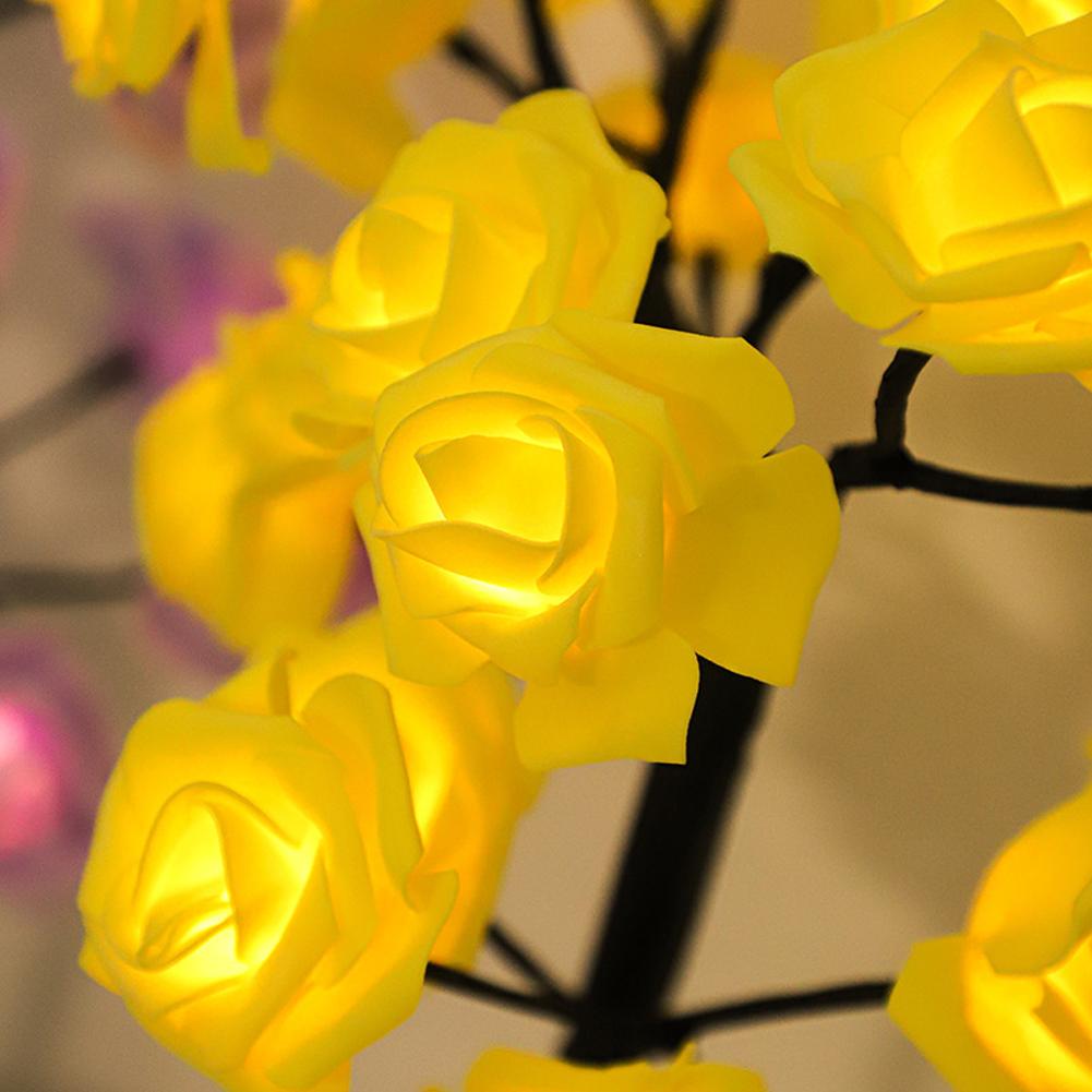 24LED Colorful Rose Tree Light 2 Gear Table Rose Lamp 5000LM Creative Desk Lamp Touch Switch for Women Gifts Festival Decoration