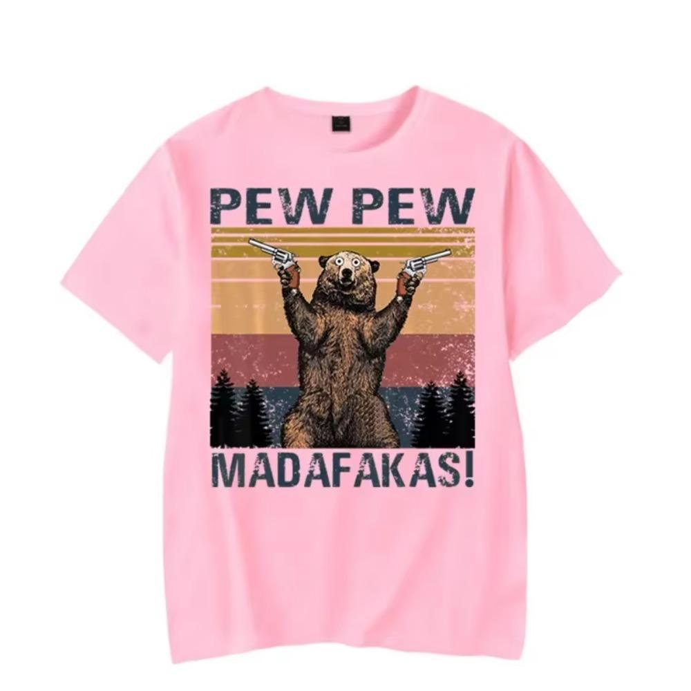 Men's T-shirt Pew Pew Madafakas Kawaii T Shirt Men Women Tshirt Funny Bear Graphic T Shirts Oversized T Shirt Harajuku Shirts