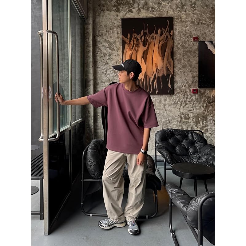 [CHANGE WELL] Men's ``2024'' SS” fashion spring/summer clothes 9 oz air layer (short sleeve) sweatshirt Thick stretch big silhouette T-shirt cut and