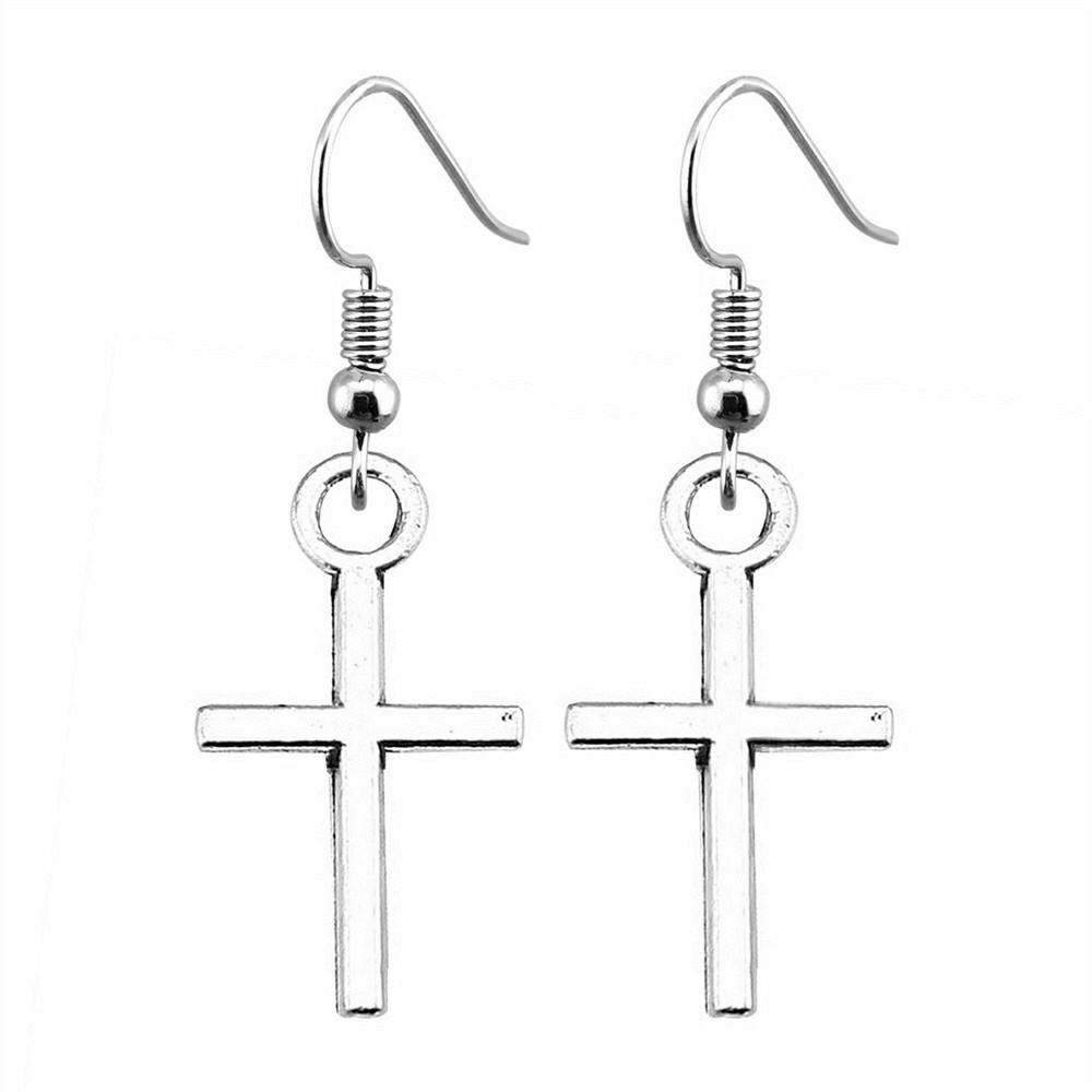Cross Dangle Earrings Minimalist Gothic Christian Symbol Drop Earrings Girl Jewelry