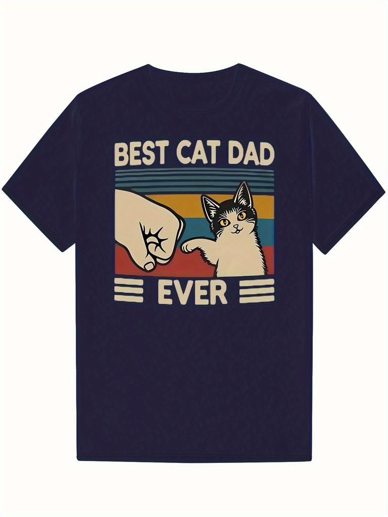 Unisexs Funny Best Cat Dad Ever T Shirt Unisex Unisex Tee Casual Cotton ONeck Tops Oversized Casual Short Sleeve Meme Cat Shirt