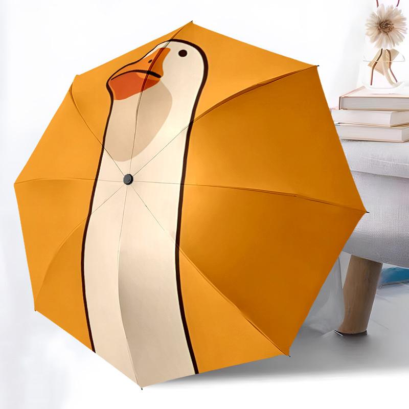 1pc Goose Cartoon Automatic Open/Close Umbrella with One Touch Button, Compact Folding Canopy, Sturdy 8 Rib Windproof Design   Lightweight  03