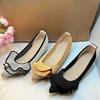 Fashion Comfortable Pointed-Toe Knit Brand Low-Heel Pumps for Women Fashion Pleated Design Flats Elegant Commuter Soft-Sole Office Shoes