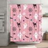 Haunted House Shower Curtain Halloween Decor Pink Ghosts Spiders Black Cats Pattern Home Decoration For Bathrooms 72X72 Inches S