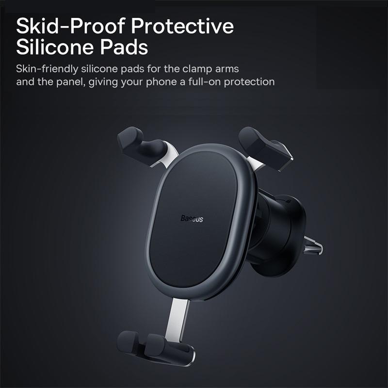 Baseus Car Phone Holder Metal Silicone Gravity Auto Air Vent Smartphone Stand For iPhone13 Xiaomi Samsung Car Mobile