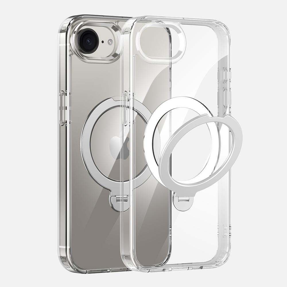 

New Model Suitable for Apple 16 Transparent Fulcrum Case 14 Simple 15promax Rotating Magnetic Stand Mobile Phone Case For iphone13promax