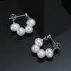 Cut 5-6mm Natural Freshwater White Pearl Flat Round Ear Studs 925 Sterling Silver Earrings Fine For Women Girls Jewelry Gifts